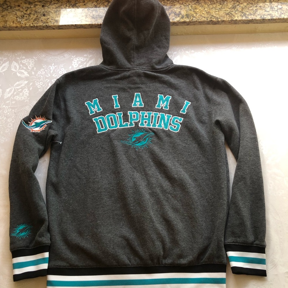 NFL Miami Dolphins Gray Sweatshirt Fleece Ultra Game Men’s Size S Embroidered